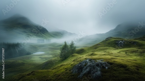 Veiled Majesty: Fog-Draped Hills of the Scottish Highlands
