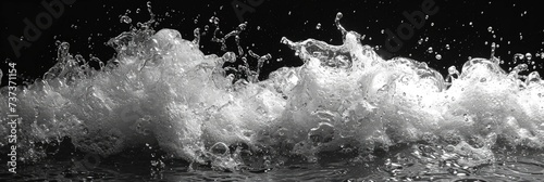 Dynamic Splash: Black and White Photo of Water Splashing. Generative AI.