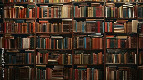 large bookshelf filled with numerous books of various sizes and colors.