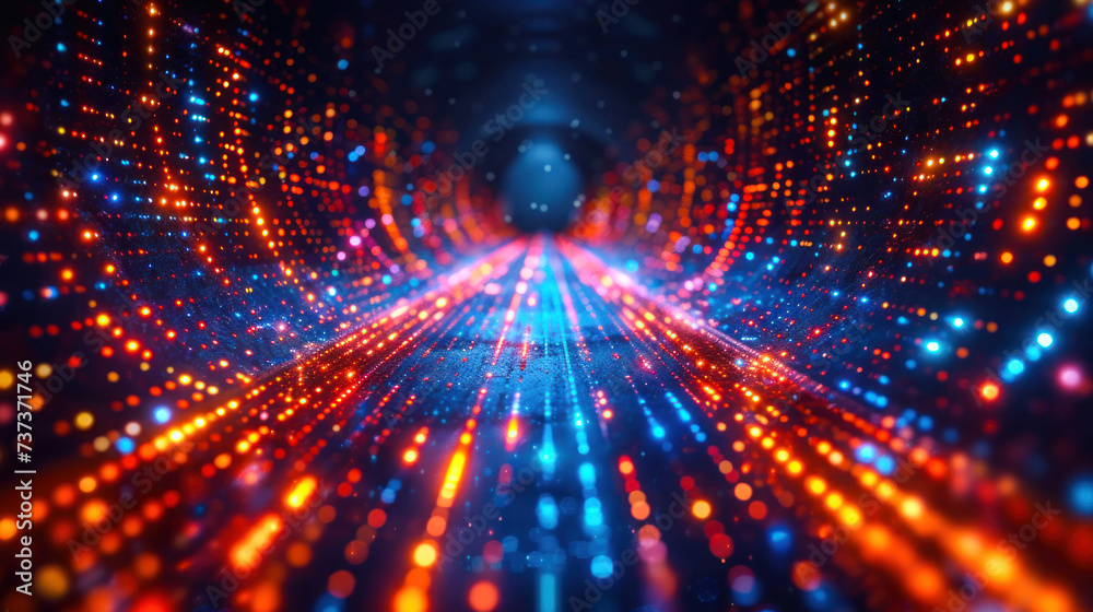 A mesmerizing spectrum of led lights illuminates the dark tunnel, casting a vibrant glow that captures the beauty and energy of the night A mesmerizing spectrum of led lights illuminates the dark tunnel, casting a vibrant glow that captures the beauty and energy of the night