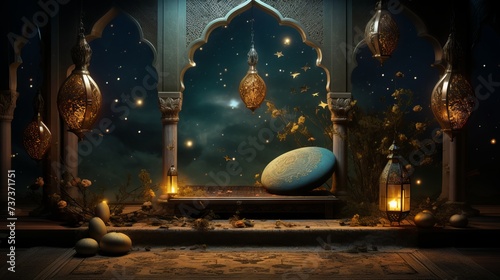 Vibrant ramdaan decorations: stunning background for ramadan celebrations and festivities

