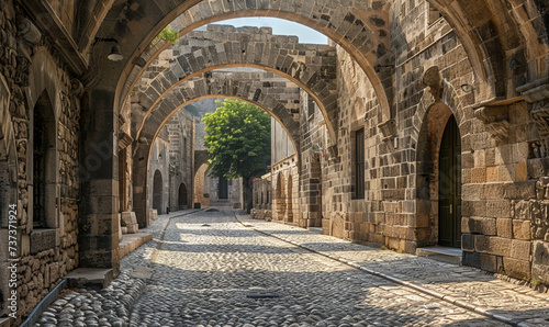 edieval arched street in the old town