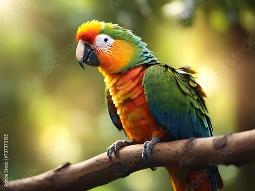 Cute Parrot Staying on tree. generated ai