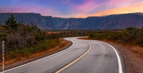 Scenic Road in Canadian Mountain Landscape Fall Season.