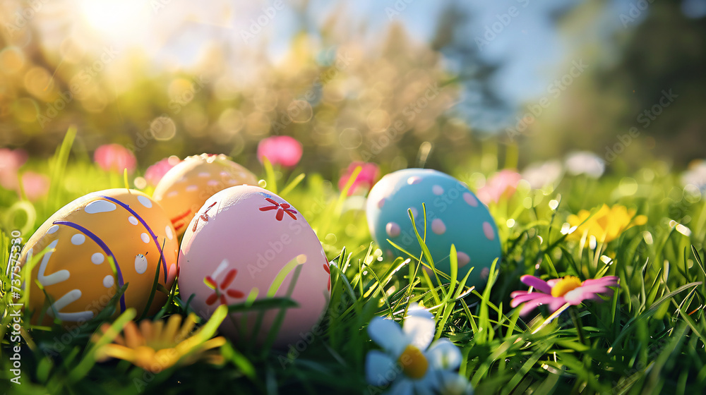 easter eggs in grass easter eggs in grass