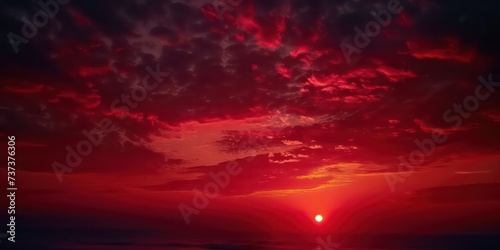 Red sunset background  a spectrum of crimson  symbolizing day s closure and dawn s hope.