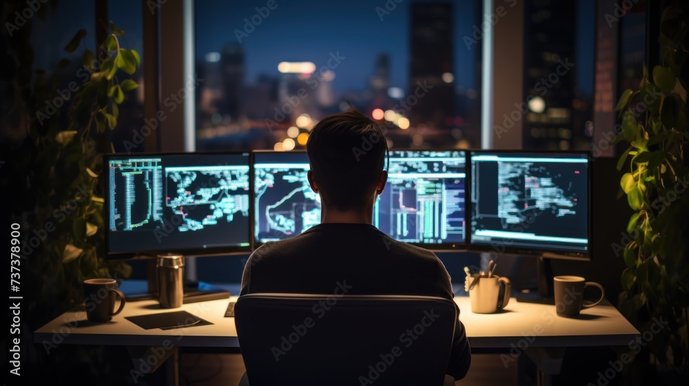 IT professionals work in peace and quiet and develop their programming skills IT professionals work in peace and quiet and develop their programming skills