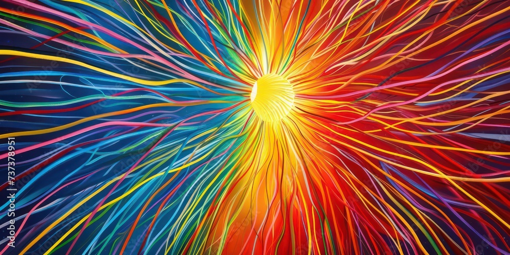 Vibrant neon tunnel pulsating with colorful lines, electrifying journey through a kaleidoscope of light and movement. Vibrant neon tunnel pulsating with colorful lines, electrifying journey through a kaleidoscope of light and movement.