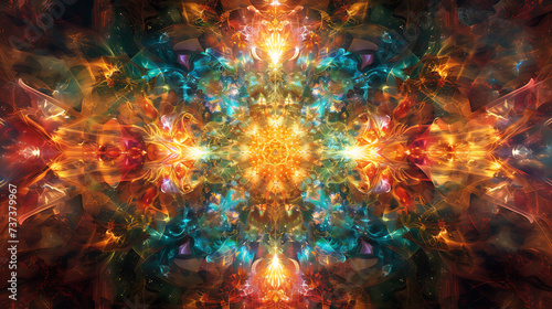 Infinite  intricate patterns of light creating a mesmerizing kaleidoscope of color and form