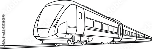 continuous single line drawing of modern passenger train, high-speed rail, train illustration, minimalist art, transportation sketch