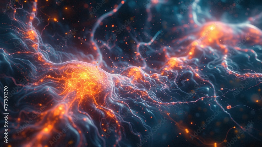 Cytokine Storms Rage Unleashing The Fury | A neuron system of the body with a colourfull touch