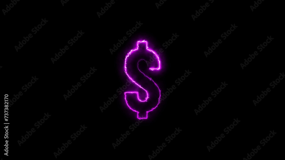 Neon dollar icon ,on a black background. Wealth, Success and Happy concept illustration background. Neon dollar icon ,on a black background. Wealth, Success and Happy concept illustration background.