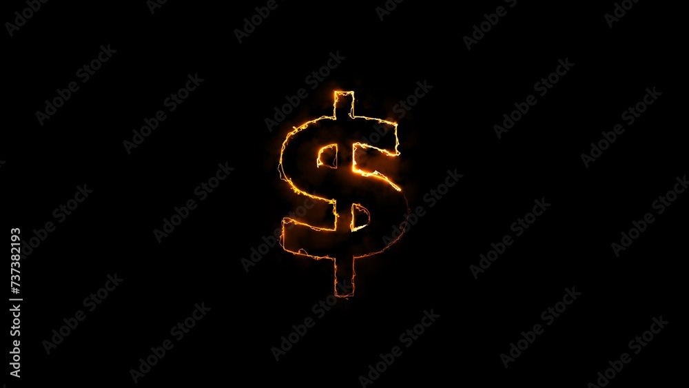 Neon dollar icon ,on a black background. Wealth, Success and Happy concept illustration background. Neon dollar icon ,on a black background. Wealth, Success and Happy concept illustration background.
