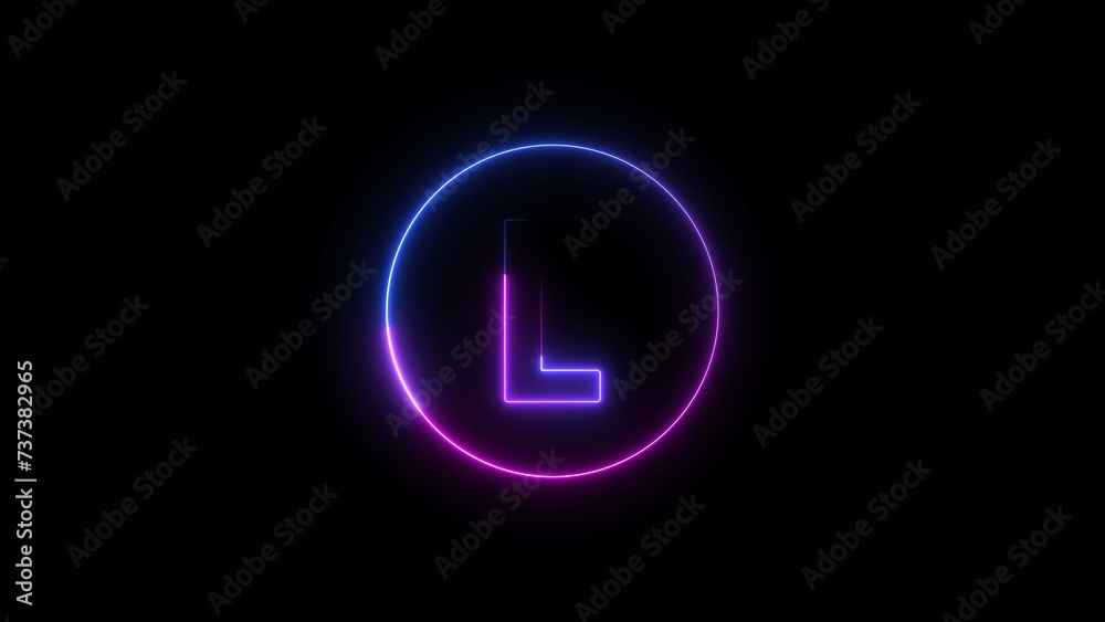 Abstract Blue Purple Neon Letter Text Icon Illustration on black background. Abstract Blue Purple Neon Letter Text Icon Illustration on black background.