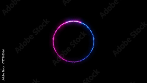 abstract beautiful neon light circle frame background illustration.