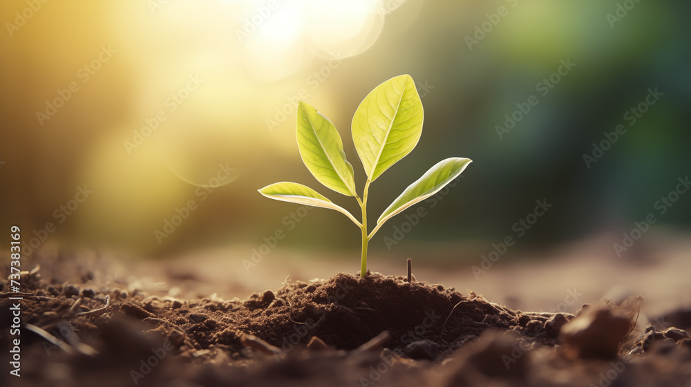 Young Plant with Sunlight, Planting a Tree. Young Plant with Sunlight, Planting a Tree.