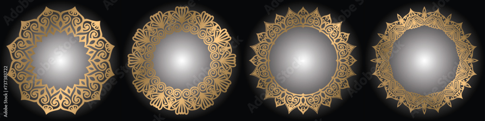 Fototapeta premium golden coloring art circle mandala. decorative art frame.