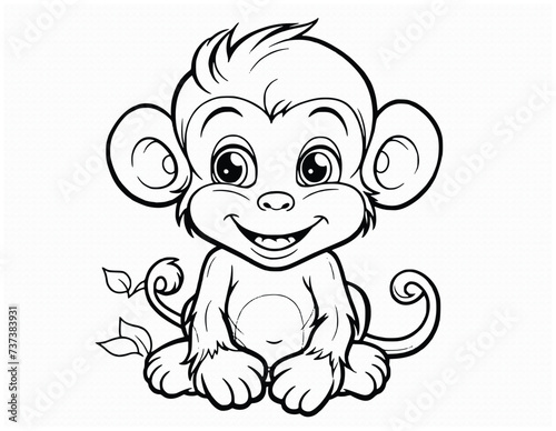 Cute Monkey Coloring Pages Drawing For Kids 