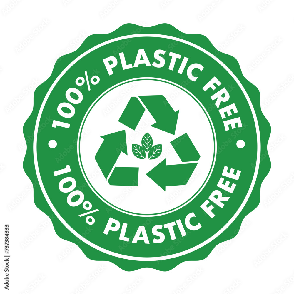 Plastic free green icon badge. plastic free chemical mark. Vector illustration. Plastic free green icon badge. plastic free chemical mark. Vector illustration.