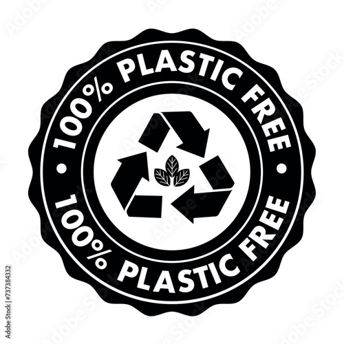 Plastic free green icon badge. plastic free chemical mark. Vector illustration.