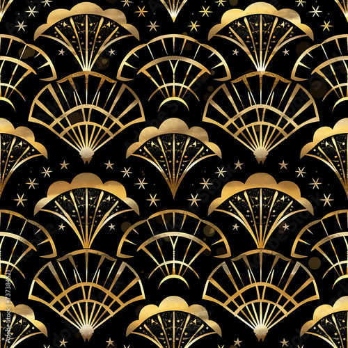 Black and Gold Art Deco Seamless Tile