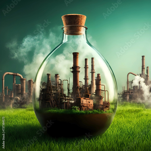 factories smoke in a flask with a closed stopper.