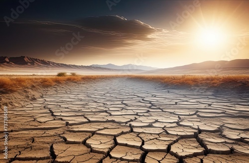 Climate change on Earth's environment. The effects of global warming and drought.