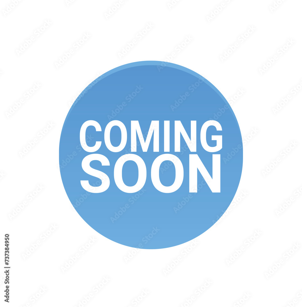 Coming soon blue badge or banner design. User interface design. Vector illustration. Coming soon blue badge or banner design. User interface design. Vector illustration.