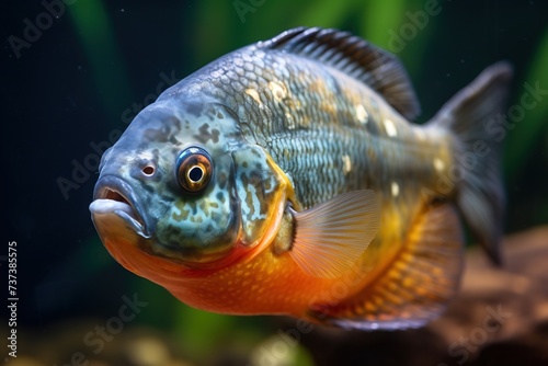 Piranha is a predatory tropical fish, freshwater exotic fauna of the Amazon. AI generated.