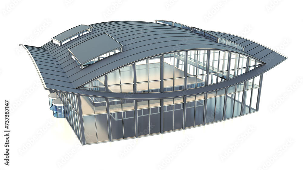 Isometric business center, commercial, exhibition, sports building with ...