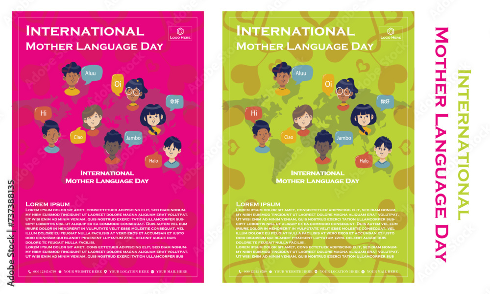 Obraz premium Simple flat victor International Mother Language Day design.