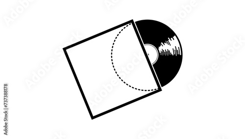 music plate in case, black isolated silhouette