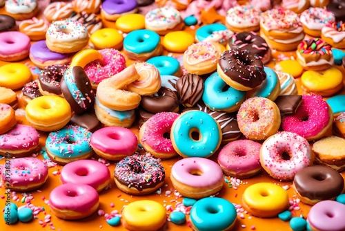 delicious sweets on abstract background  sweets  chocoltae  colored donuts  sweet colored biscuits