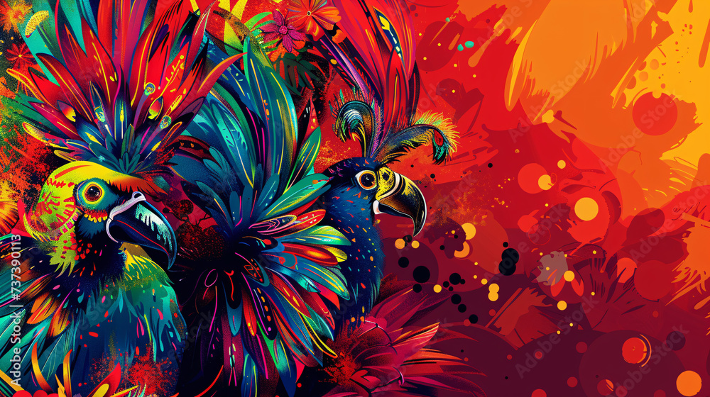 Carnival in Rio birds colors