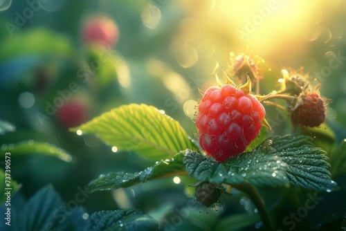 Raspberry harvest. Backdrop with selective focus and copy space