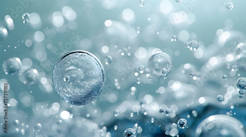 A group of clear bubbles floating on a clean and minimal background.
