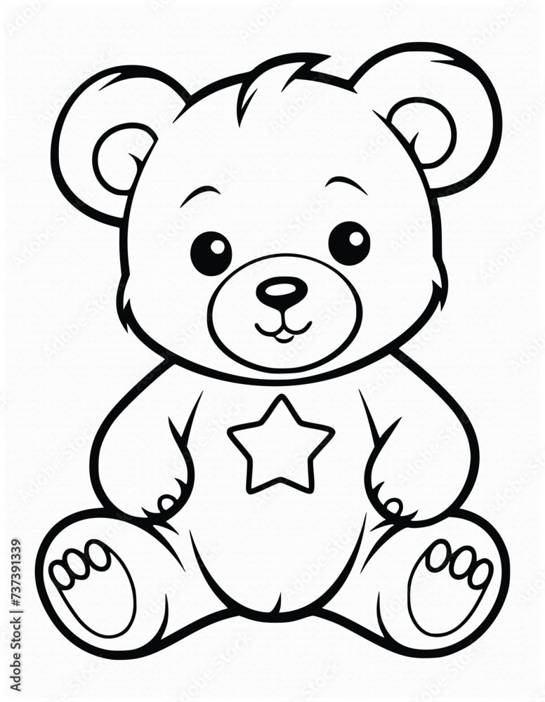 Obraz premium Cute Teddy Bear Coloring Pages Drawing For Kids
