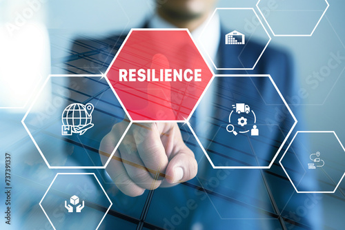 Supply Chain Resilience, business professional interacting with digital interface. 