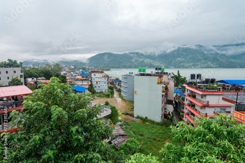 views of phewa lake in pokhara, nepal photo