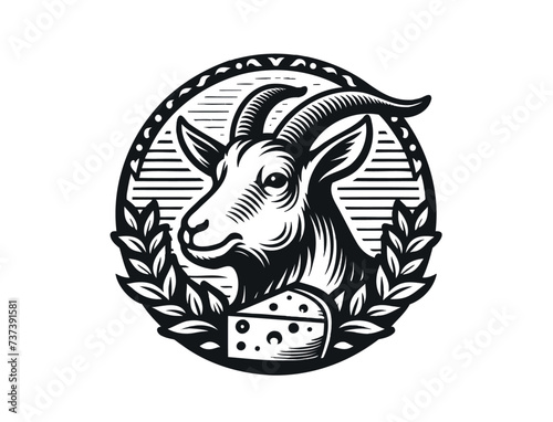 Beautiful goat cheese vector illustration emblem 