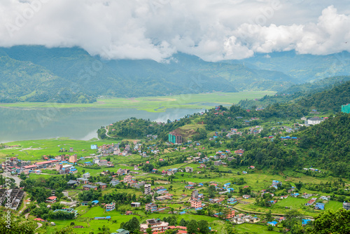 panoramic view of pokhara city, nepal photo