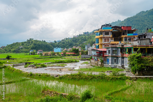 views of phewa lake in pokhara, nepal photo