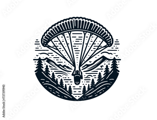 Paragliding in nature vector emblem
