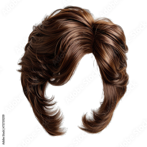 Human hair wig isolated on transparent or white background generative ai 