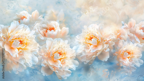 peonies bunch of white flowers on white background wi