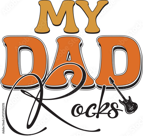 Retro Father's Day Sublimation Design. Groovy Bold Colorful Typography on White Background for ready to print on T-shirts, mugs, bags, pillows and more.