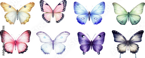 set of butterflies butterfly vector illustration. collection of vibrant watercolor butterflies ideal for postcards, designs, and invites.