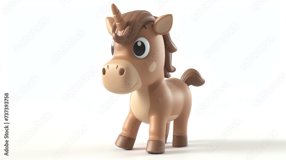 A whimsical and charming 3D illustration of a cute centaur, with a friendly smile and vibrant colors, set against a crisp white background. Perfect for children's books, fantasy-themed desig