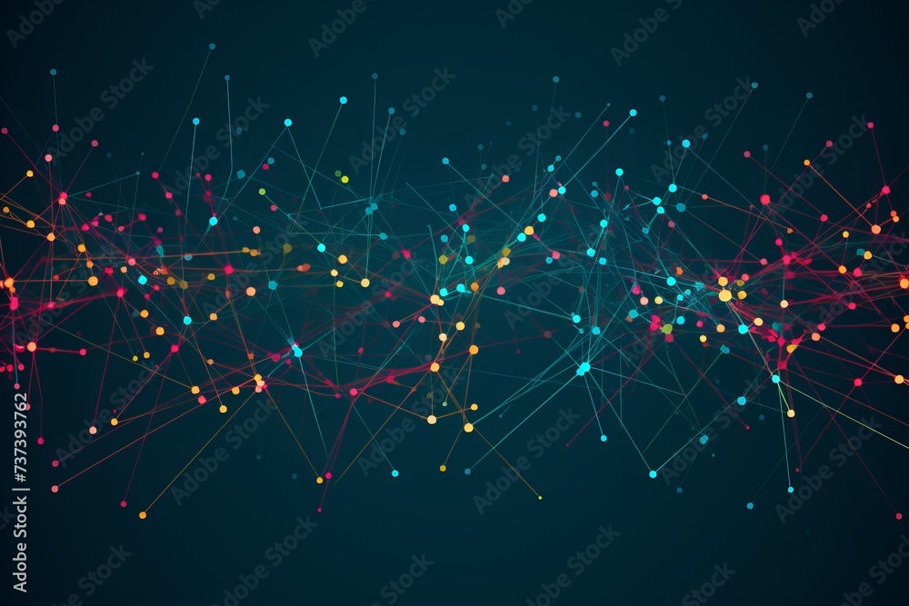A network of interconnected nodes demonstrating the interdependence of concepts and the complexity of complex systems. The concept of interconnectedness - obrazy, fototapety, plakaty 