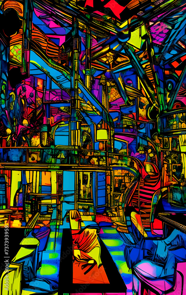 Fototapeta colorful iridescent background, phosphorescent abstract painting
